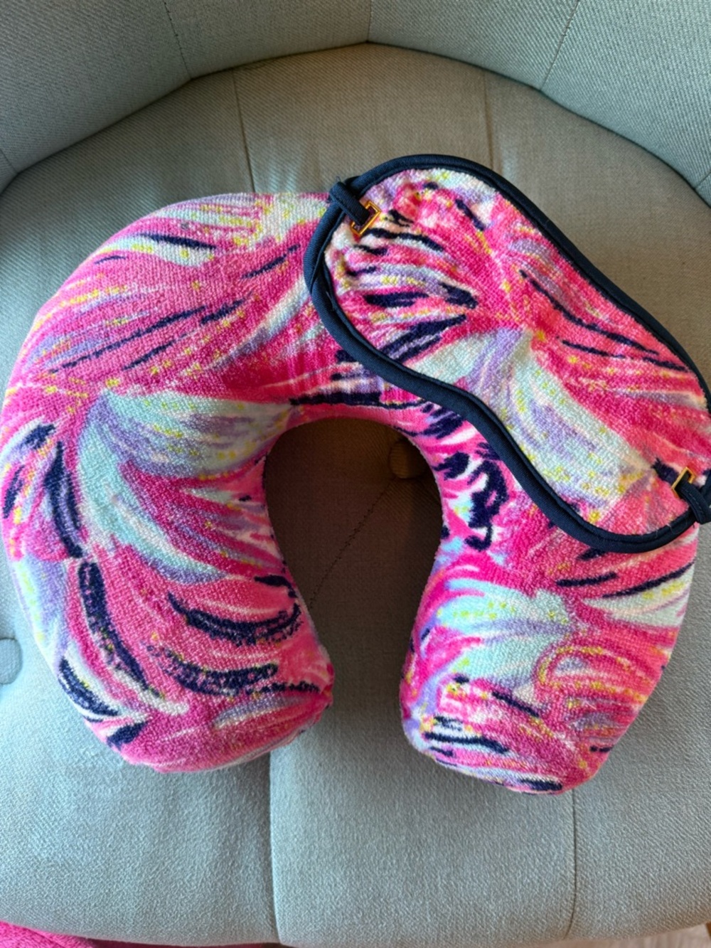 Lilly Pulitzer Travel Neck Pillow with Eye Mask